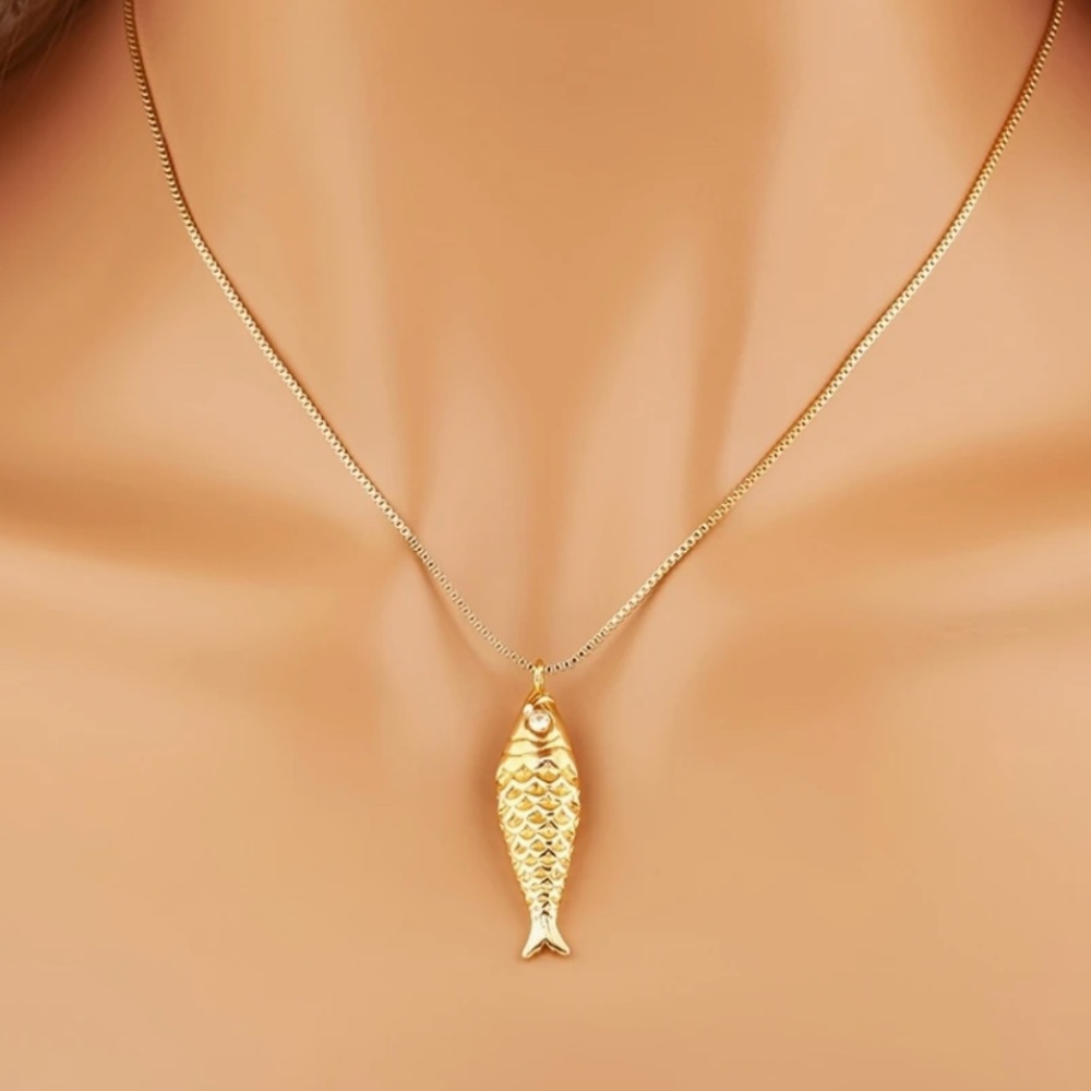 gold fish necklace